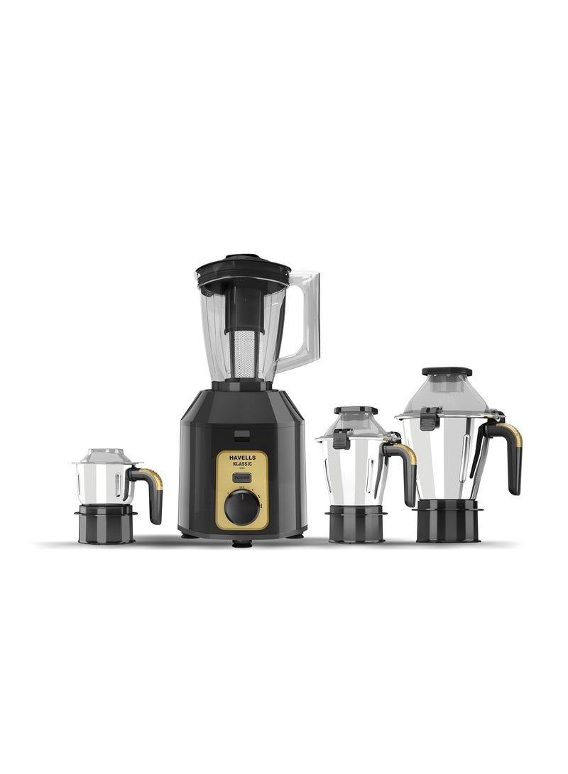 Havells Klassic 1000 Watts 4 Jar Mixer Grinder| High Speed Mixie 22000 RPM motor| 100 Minutes Continuous Run Time|2 Ltr Break Resistant Blending Jar| 5 Year Motor Manufacturer Warranty (Grey), Plastic - Image 1